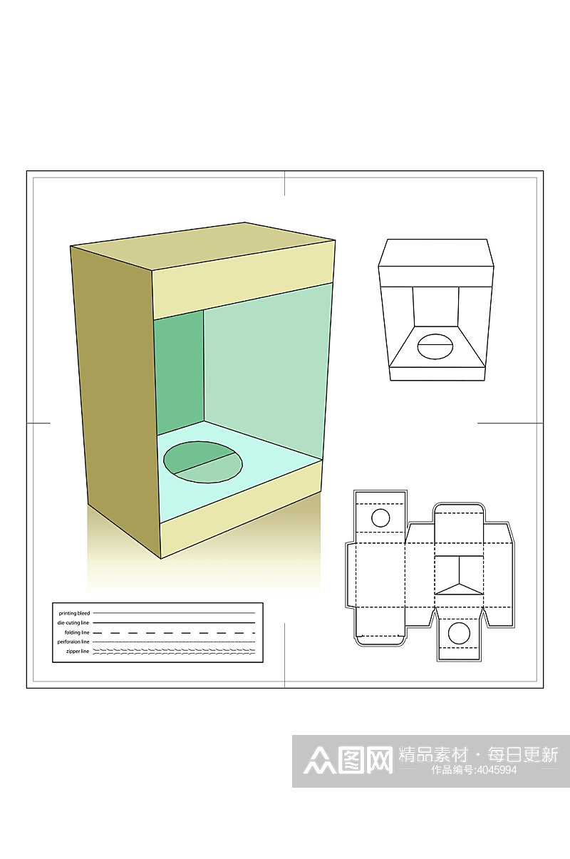 创意包装盒矢量展开图包装刀模图素材