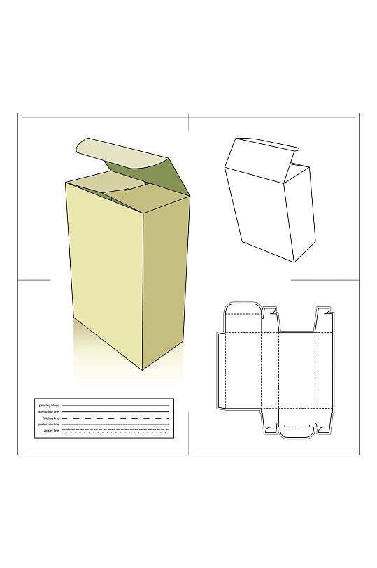 创意包装盒矢量展开图包装刀模图