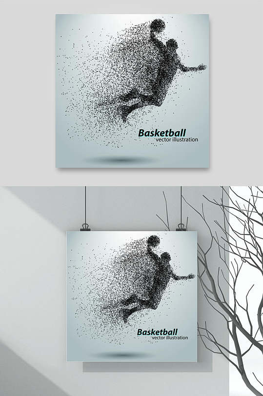 创意篮球粒子特效矢量运动图形素材