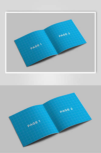 英文蓝色线条画册书本册子贴图样机