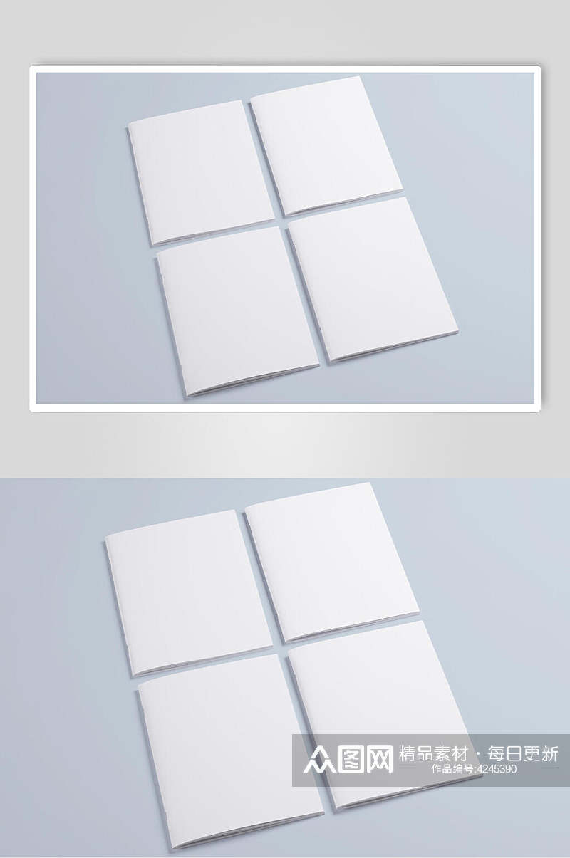蓝白方形大气创意书籍画册贴图样机素材