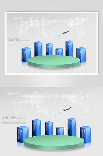 办公图表蓝色建筑素材