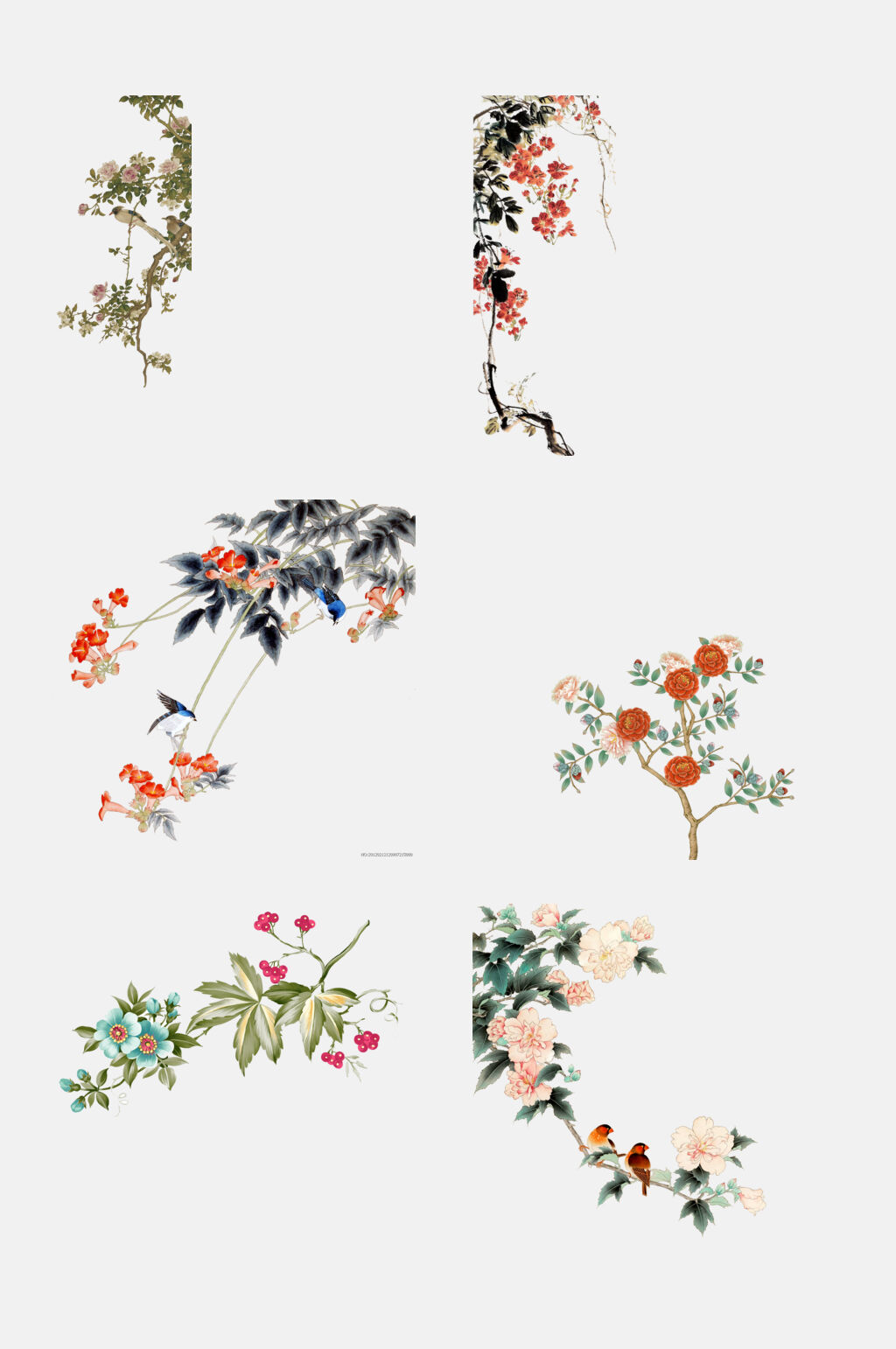 植物中国古风工笔画花卉植物免抠素材素材