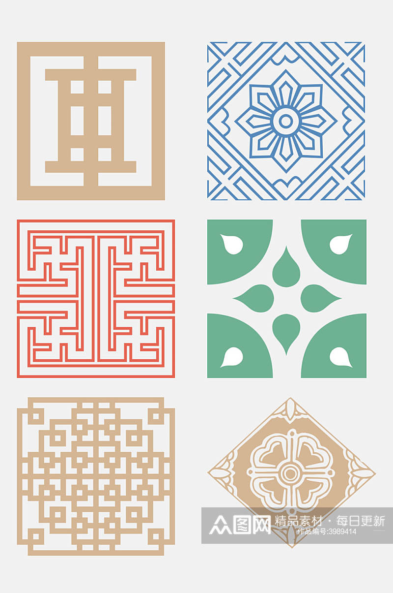典雅中式传统图案免抠素材素材