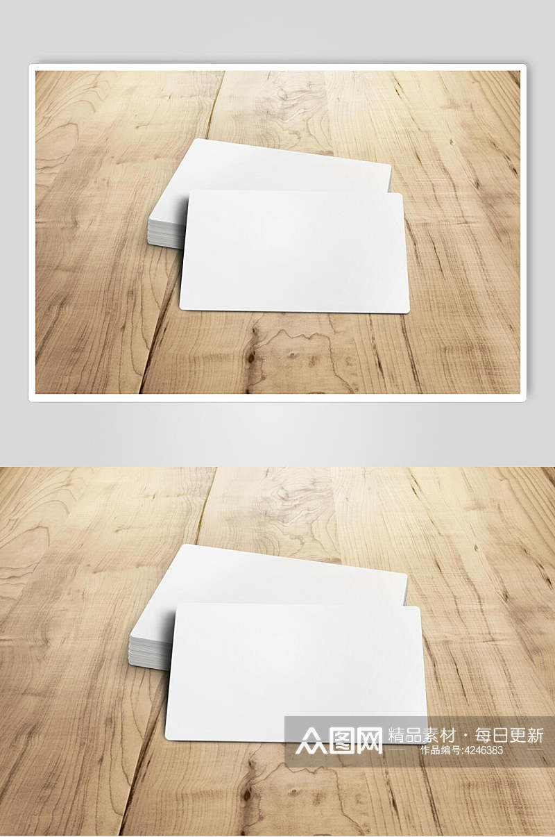 木地板卡纸棕名片展示场景样机素材