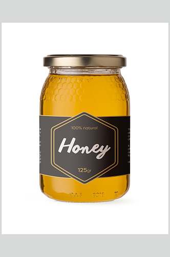 黑黄腰封大气创意蜂蜜罐包装样机