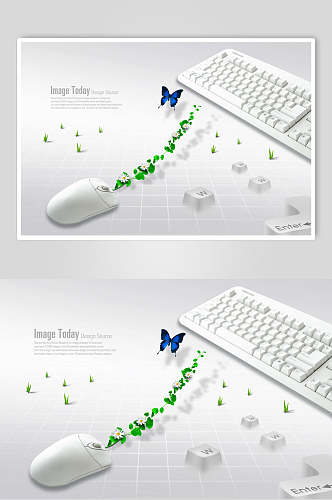 大气植物蝴蝶科技创意城市发展海报