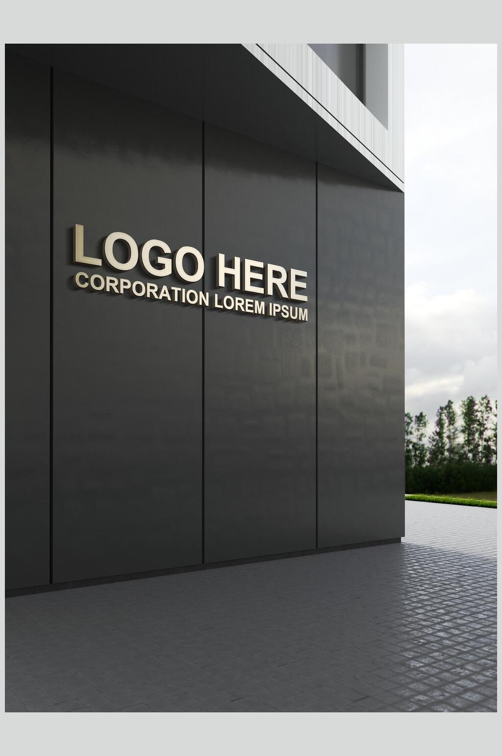 黑色简约大气创意户外标志logo样机素材