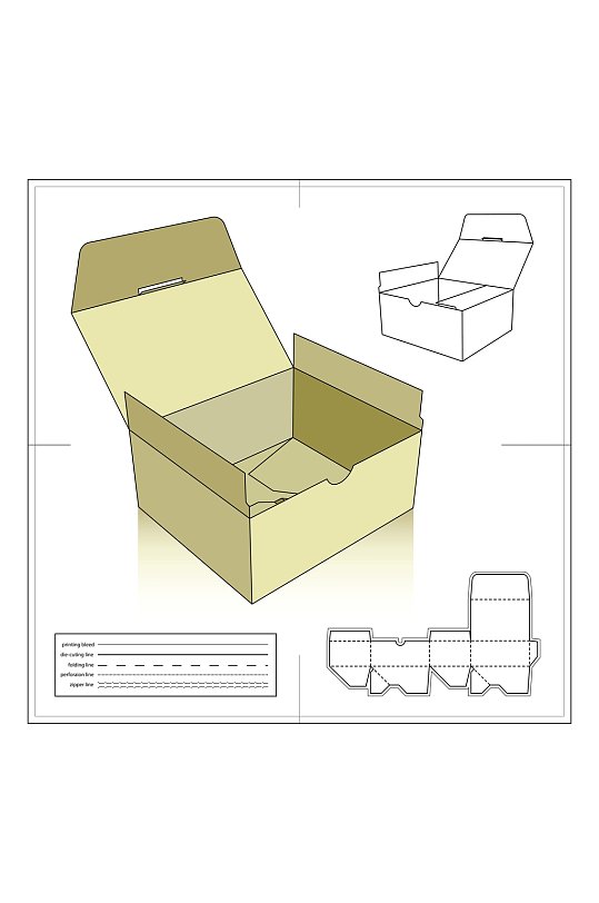 创意包装盒矢量展开图包装刀模图