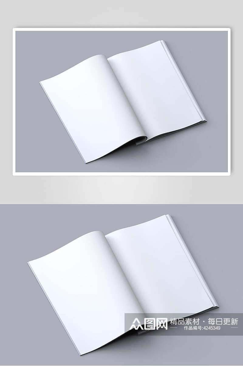 打开灰色大气创意书籍画册贴图样机素材