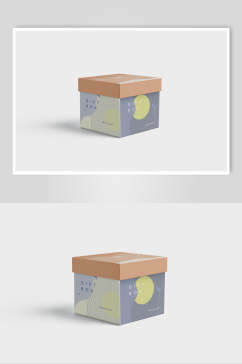 盒子清新蓝品牌包装智能贴图VI样机