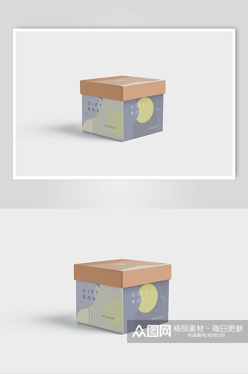 盒子清新蓝品牌包装智能贴图VI样机素材