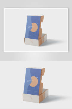 打开盒子蓝品牌包装智能贴图VI样机
