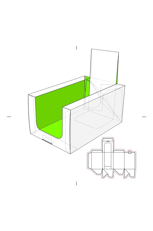 精美矢量立面带效果图包装盒展开图