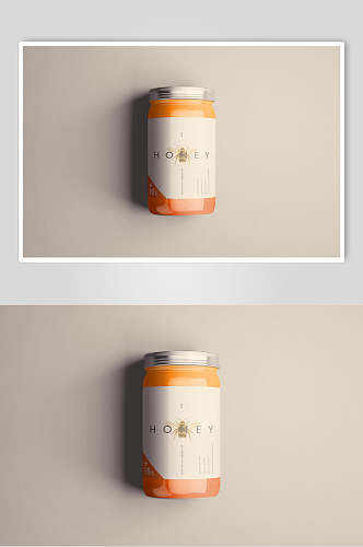 瓶子平放大气创意黄蜂蜜罐包装样机