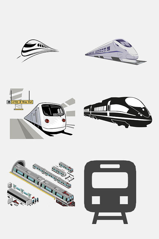 卡通创意高铁动车免抠素材