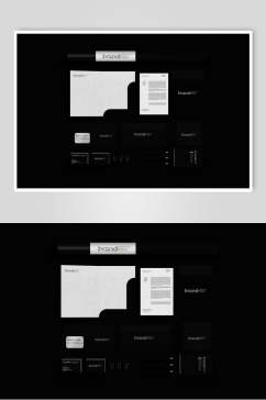 纸张黑白大气创意简约品牌VI样机