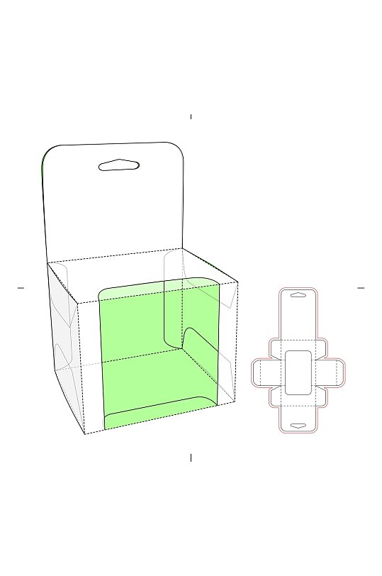 时尚矢量立面带效果图包装盒展开图