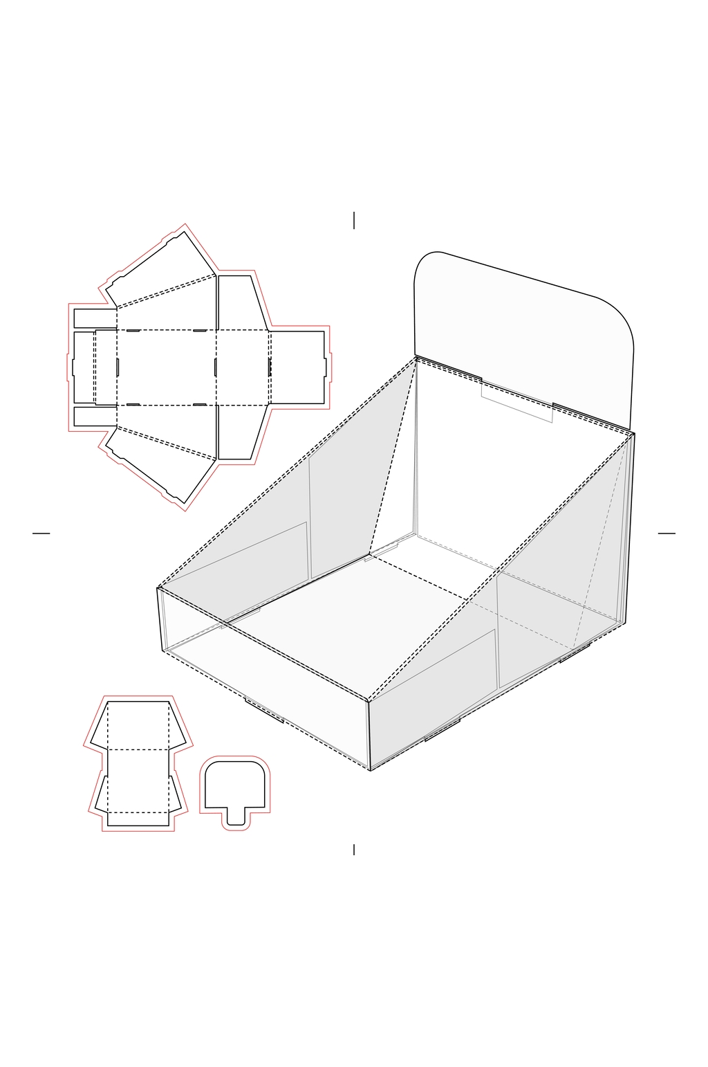 个性矢量立面带效果图包装盒展开图