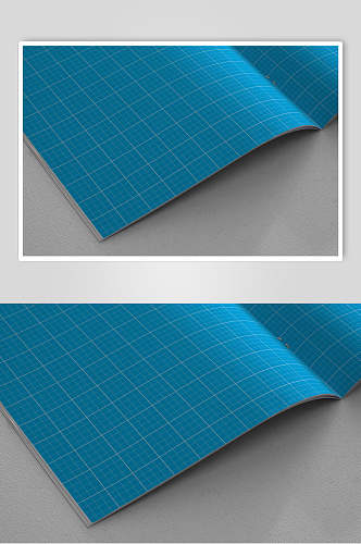 线条大气蓝色画册书本册子贴图样机