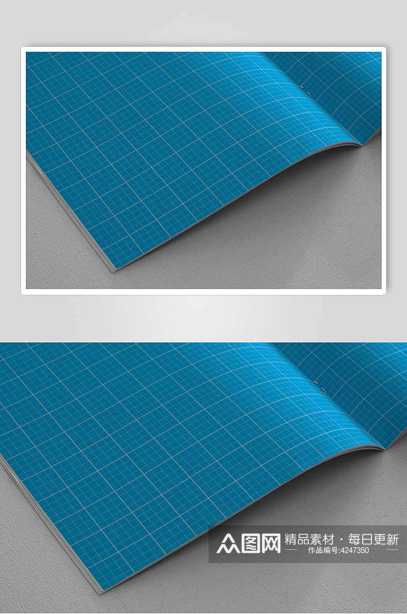 线条大气蓝色画册书本册子贴图样机素材