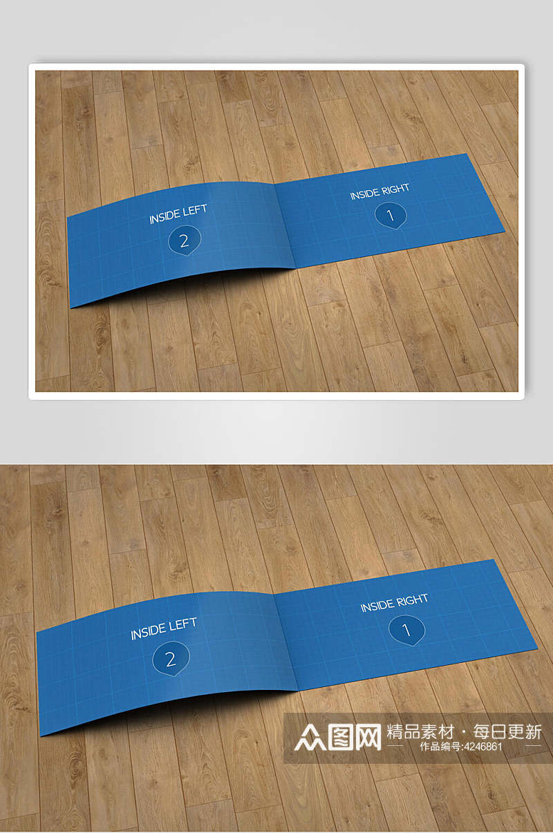 木地板英文明信片卡片贴图样机素材