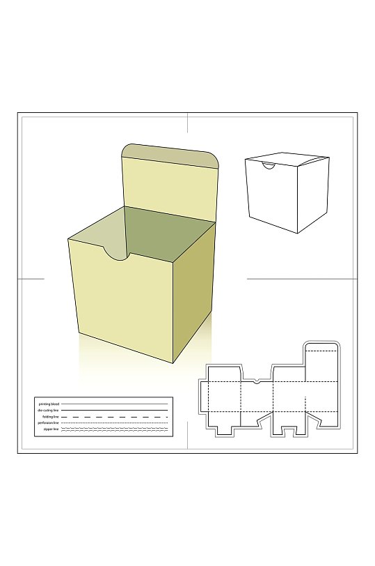 时尚包装盒矢量展开图包装刀模图