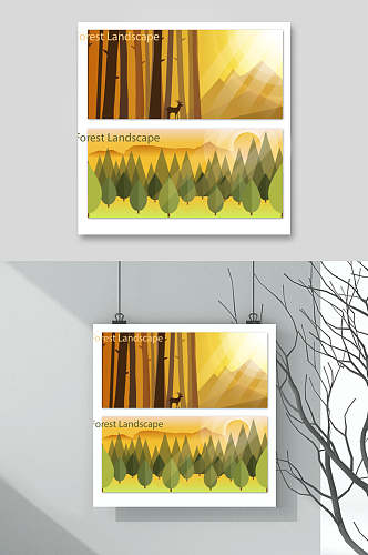 森系风景树木矢量设计素材