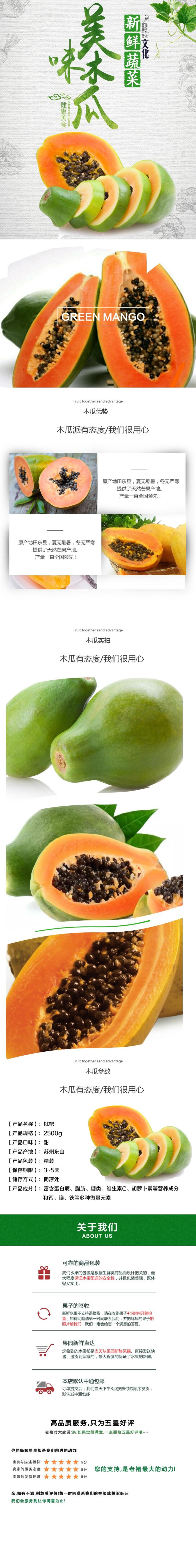 美味木瓜水果手机版详情页素材
