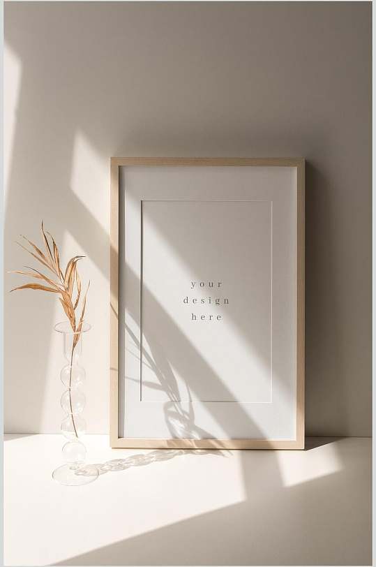 干草黄色阳光大气创意艺术相框样机