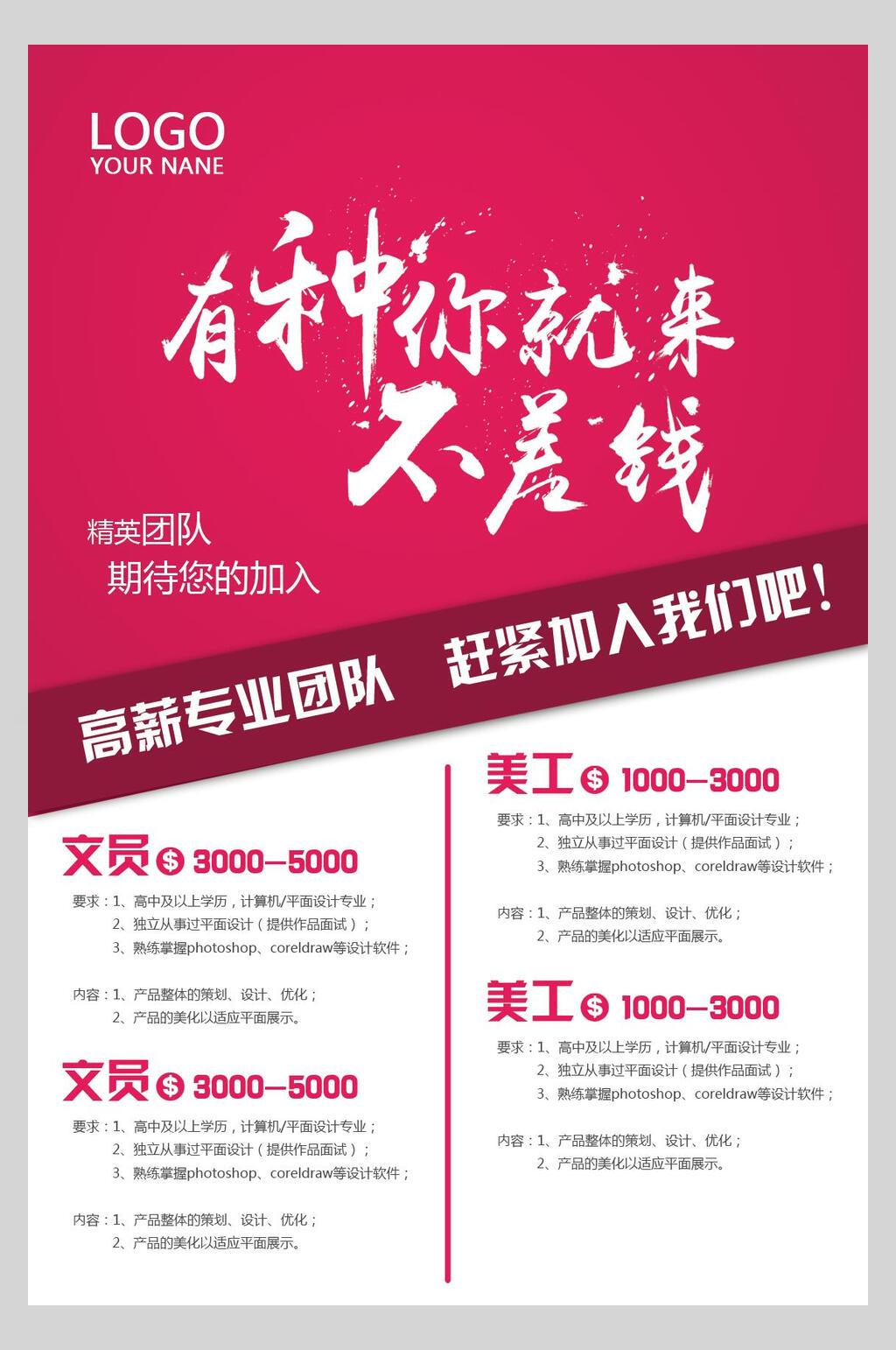 有种你就来创意招聘海报素材