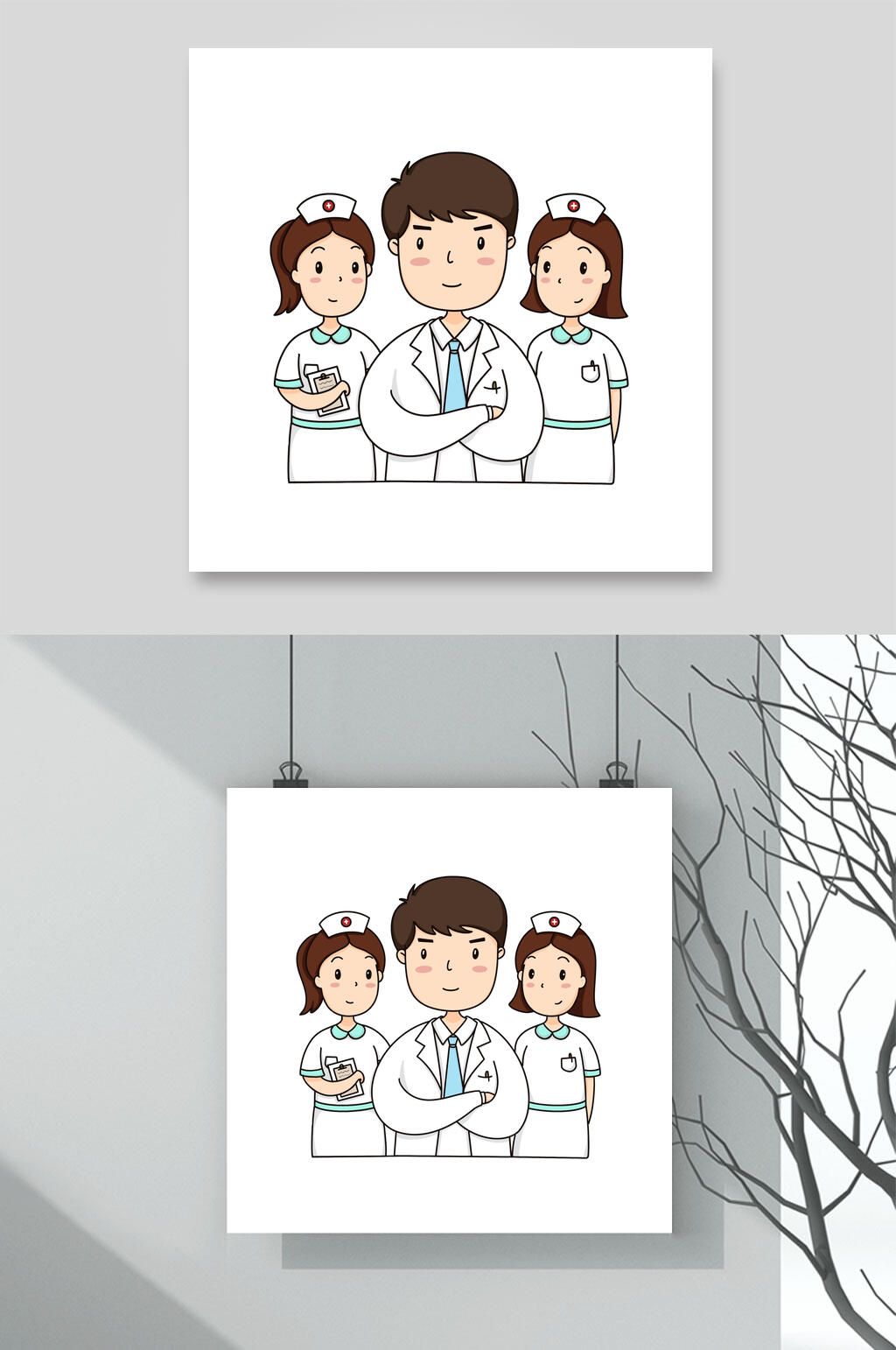 手绘风防疫素材素材