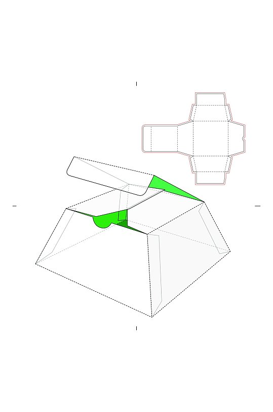 个性矢量立面带效果图包装盒展开图