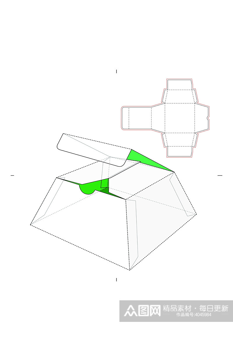 个性矢量立面带效果图包装盒展开图素材