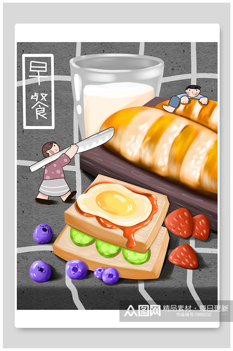 面包美食汉堡火锅插画素材