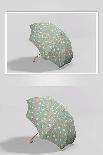 时尚绿色大气创意雨伞印花贴图样机