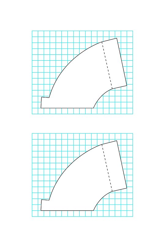 弧形包装盒展开图包装刀模图