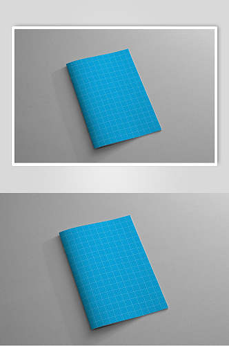 线条蓝色清新画册书本册子贴图样机