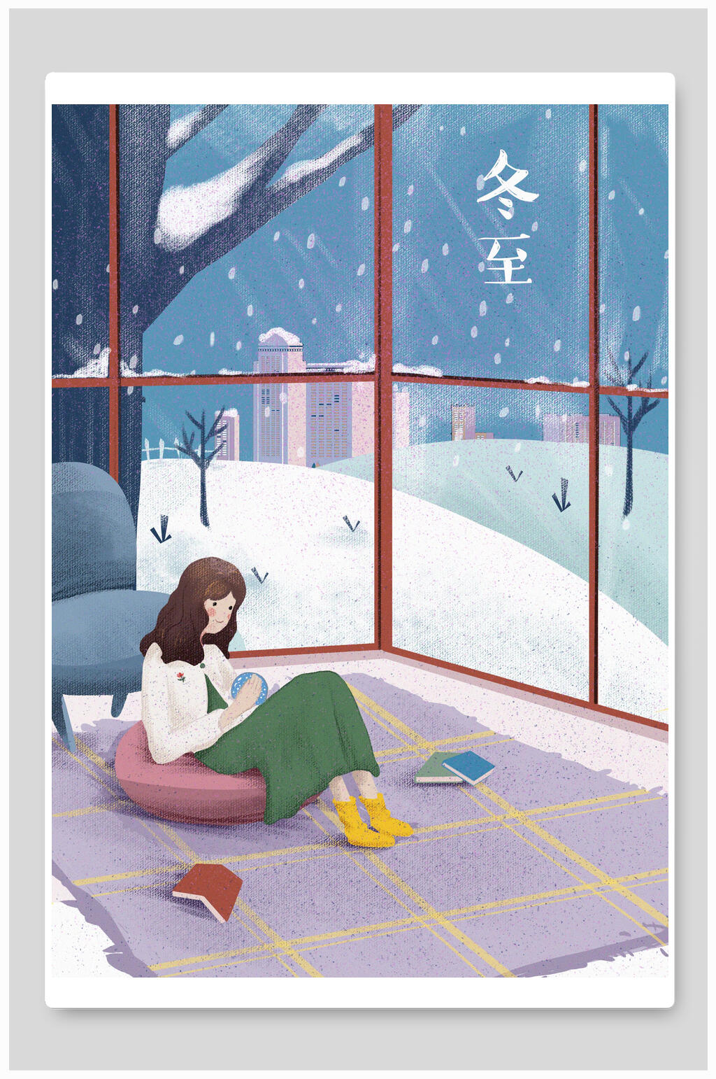 冬至二十四节气插画素材