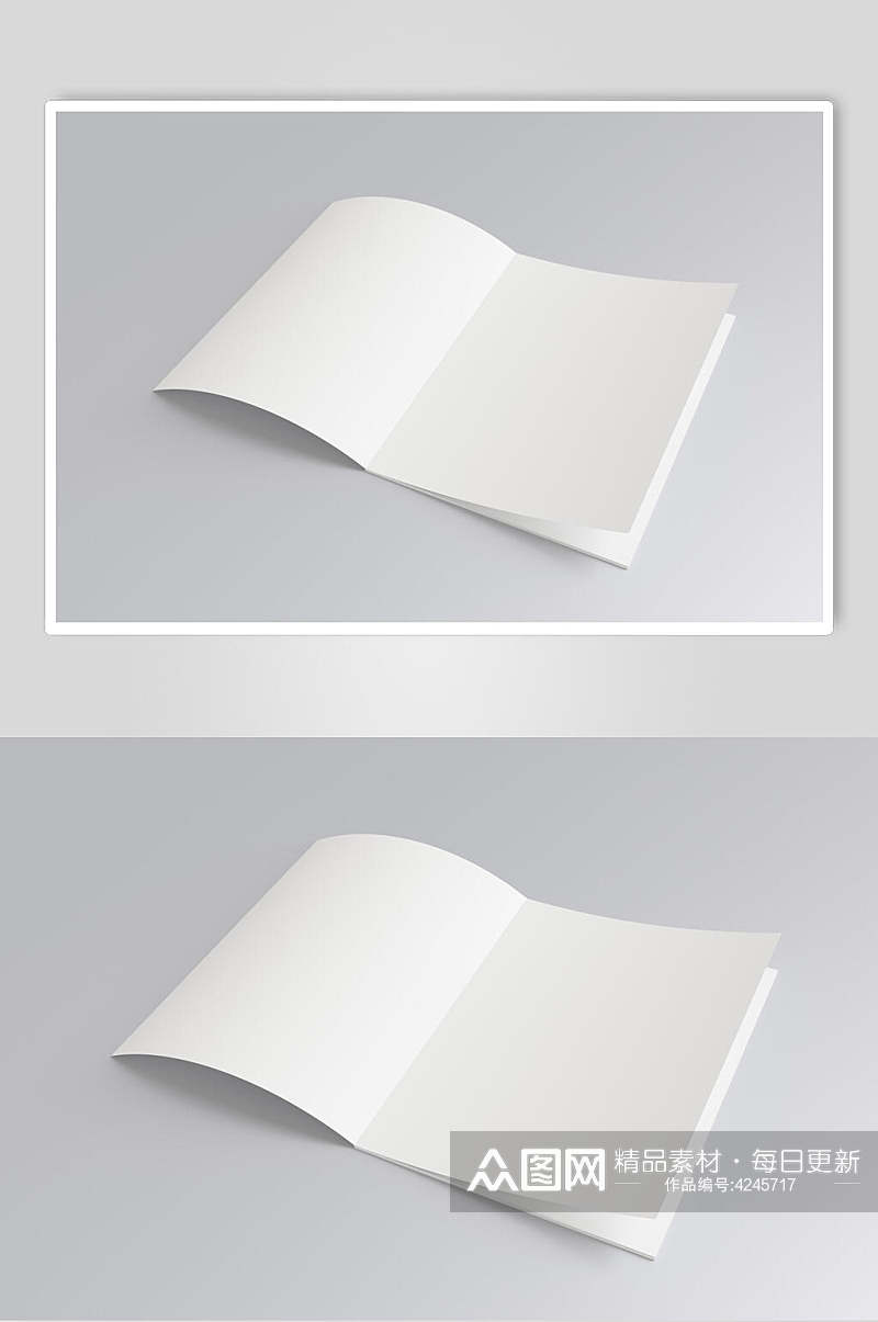 折痕长方形灰书籍画册贴图样机素材