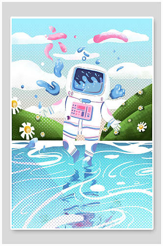 宇航员服饰六一儿童节海报