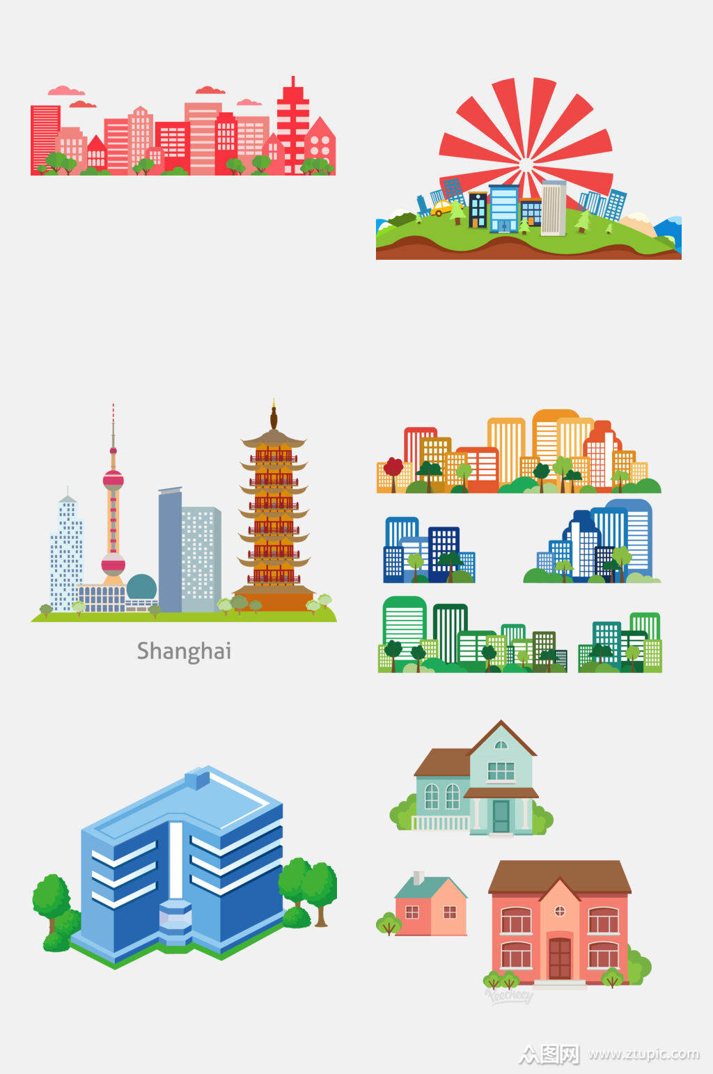 卡通建筑小房子免抠素材素材