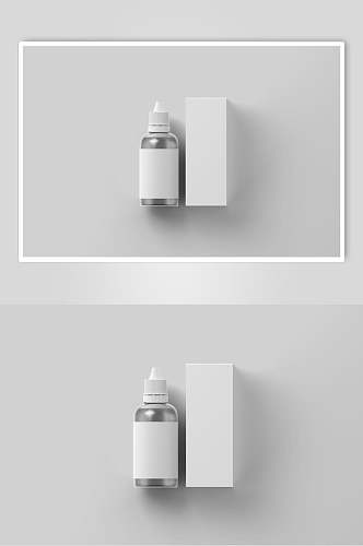 盒子灰色大气创意清新瓶子包装样机