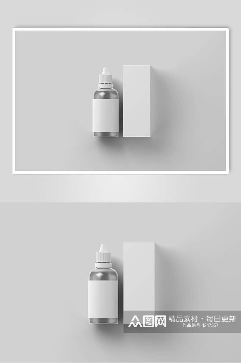 盒子灰色大气创意清新瓶子包装样机素材