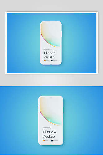 清新美味蓝色苹果手机屏幕贴图样机