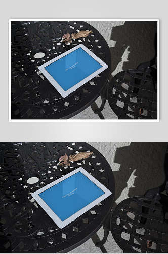 阳光黑蓝椅子大气创意平板贴图样机