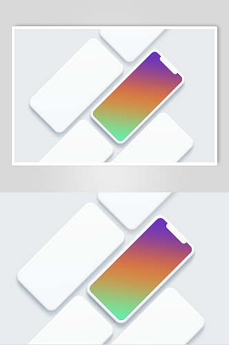 彩色简约清新苹果手机屏幕贴图样机