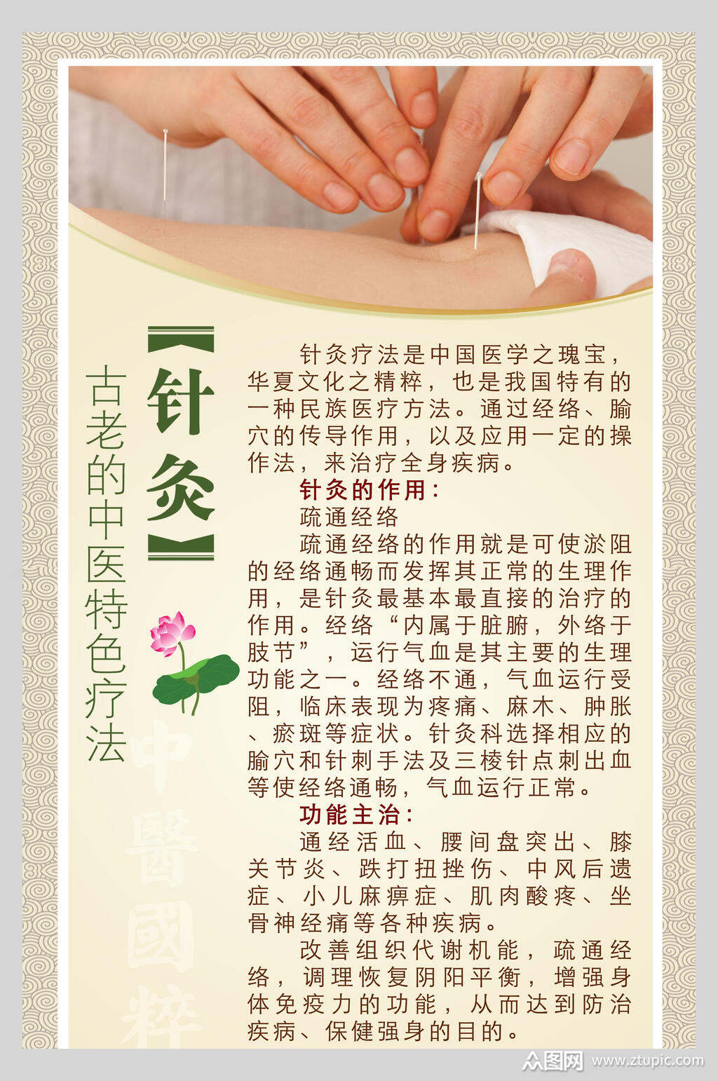古老的中医针灸养生海报素材