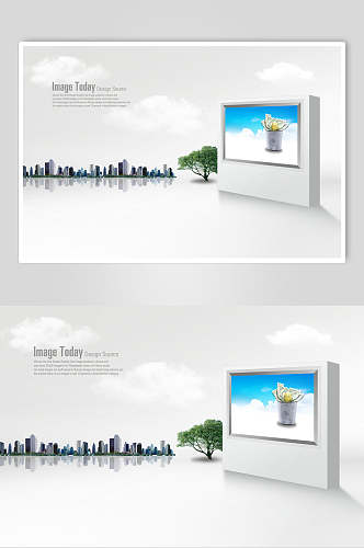 科技简洁城市发展海报