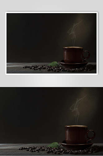 大气时尚武器绿叶咖啡豆棕咖啡图片